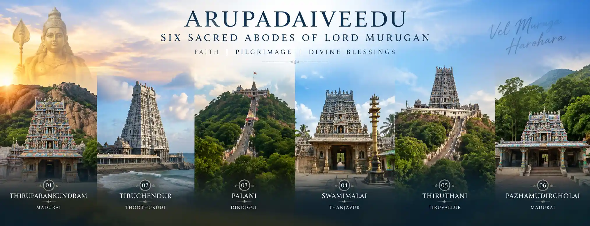 Arupadaiveedu Six Sacred Abodes of Lord Murugan